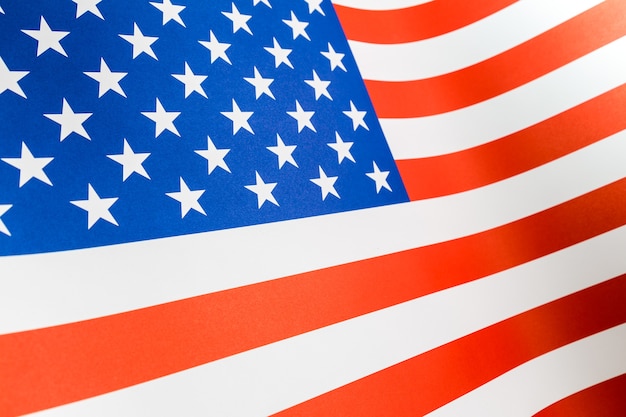Zakończenie Up Papierowa Usa Flaga, Selekcyjna Ostrość Na Gwiazdzie