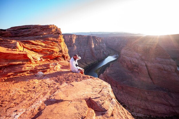 Zakręt podkowy kanionu piękny widok na miejsce podkowy w arizona