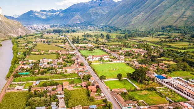 Zakryj zdjęcia tła Świętej Doliny Inków w Cusco