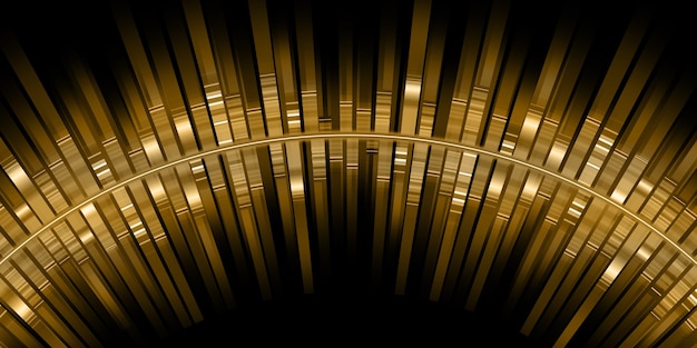 Zakrzywione złote fale dźwiękowe Korektor złote smugi świetlne widmo częstotliwości muzycznej Ilustracja 3D