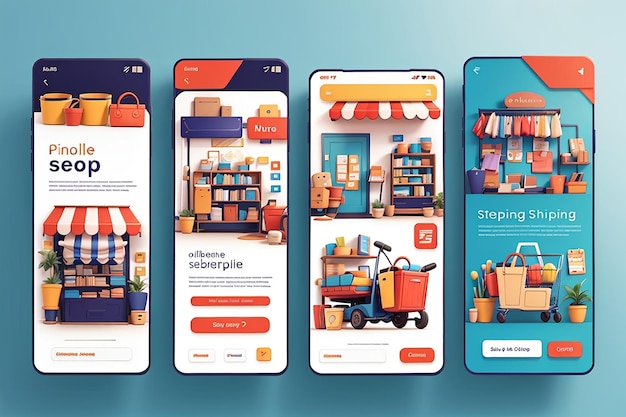 Zakupy online banerowe szablony aplikacji mobilnych koncepcja płaska konstrukcja