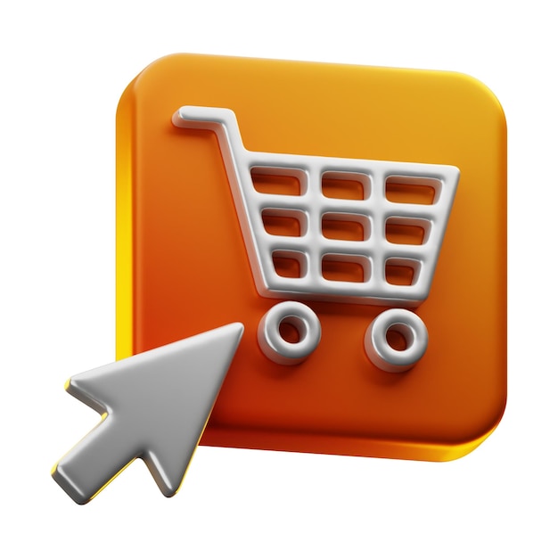 Zakupy online premium Kup ikonę przycisku renderowania 3d na na białym tle