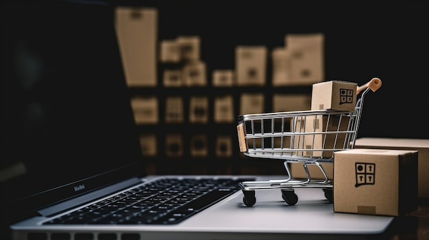 Zakupy Online Zakupy Online I Pomysł Na E-commerce Współczesny Telefon Komórkowy Z Przyciskiem Kup Na Ekranie I Koszykiem Generative Ai