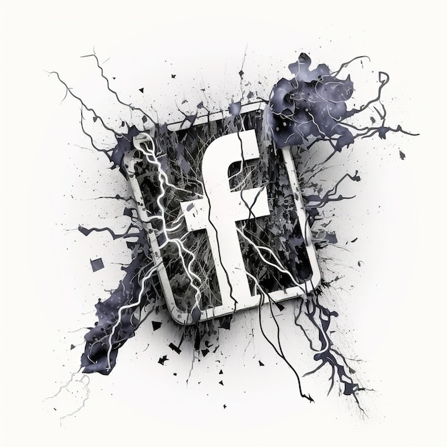 Załamanie platformy Facebook symboliczne przedstawienie mediów społecznościowych Ai Generated