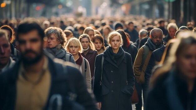 Zamaskowany rój ludzi idących ulicą Generative Ai