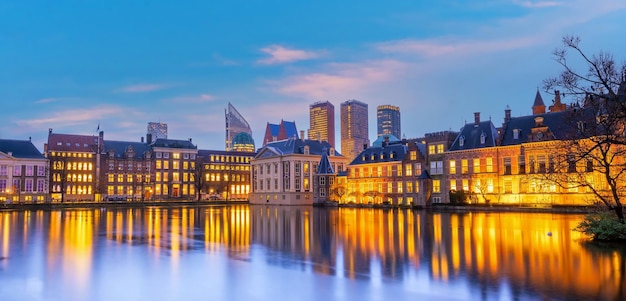 Zamek Binnenhof Parlament holenderski panoramę centrum miasta w Hadze w Holandii