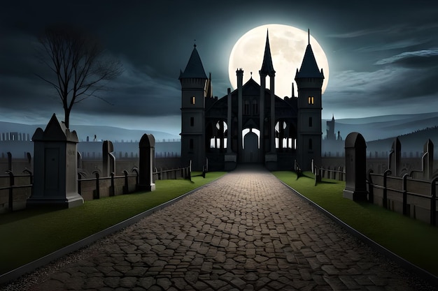Zamek w ciemności z tytułowym zamkiem po lewej stronie