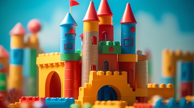 Zamek z klocków zbudowany przez dziecięcą wyobraźnię