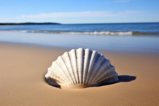 Zamknięta muszla małży na piaszczystej plaży