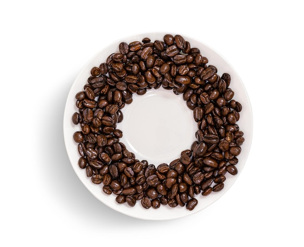 Zdjęcie zamknij filiżankę kawy na białym tle