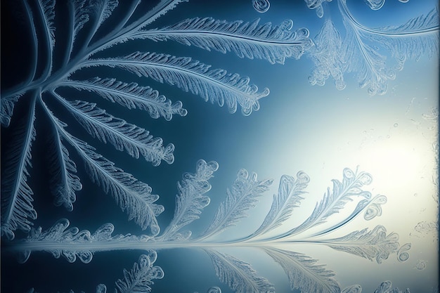 Zamrożony wzór na oknie Matowe szkło w niesamowitych elementach Tekstura tła kryształu zimowego Renderowania 3D AI generowane