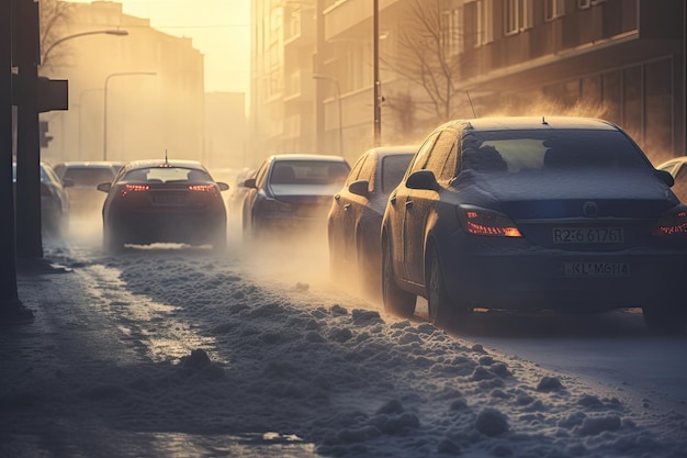 Zanieczyszczenia powodowane przez emisje samochodowe na terenach miejskich w okresie zimowym ze szczególnym uwzględnieniem dymu emitowanego przez fr