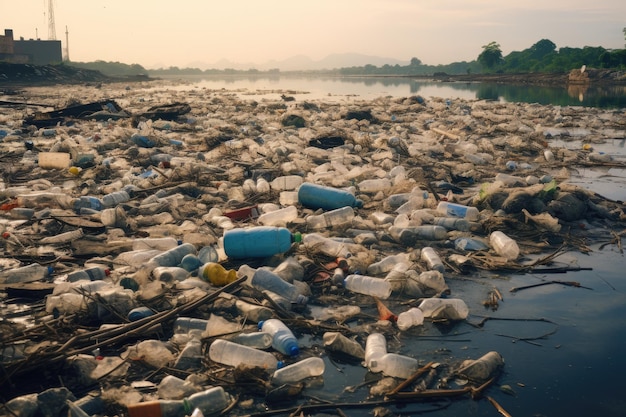 Zanieczyszczenia powodowane przez plastikowe butelki i torby na wodę w środowisku