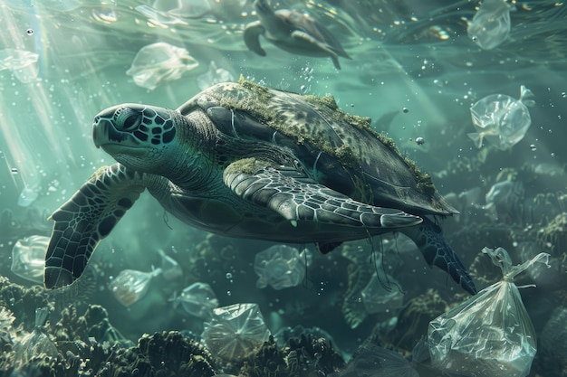 Zanieczyszczenie oceanów plastikiem szkodzi żółwiom przez błędne spożycie toreb