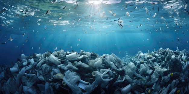 Zanieczyszczenie oceanu spowodowane plastikowymi butelkami i mikroplastikiem