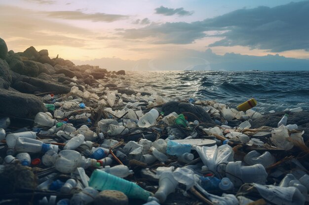 Zanieczyszczenie plastikowe na plaży