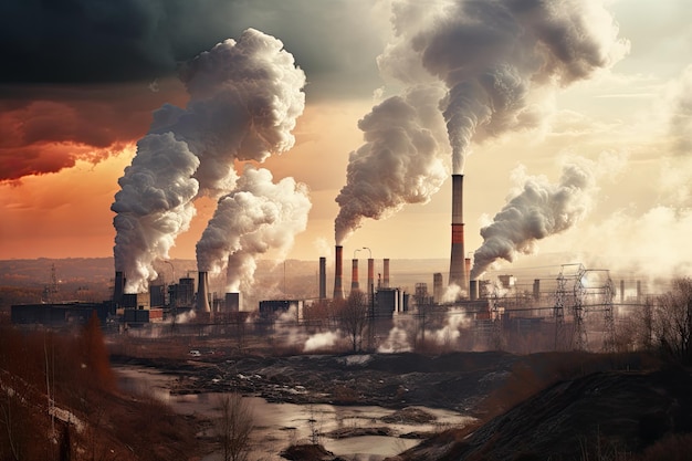 Zanieczyszczenie powietrza spowodowane emisjami uwalnianymi z kominów elektrowni
