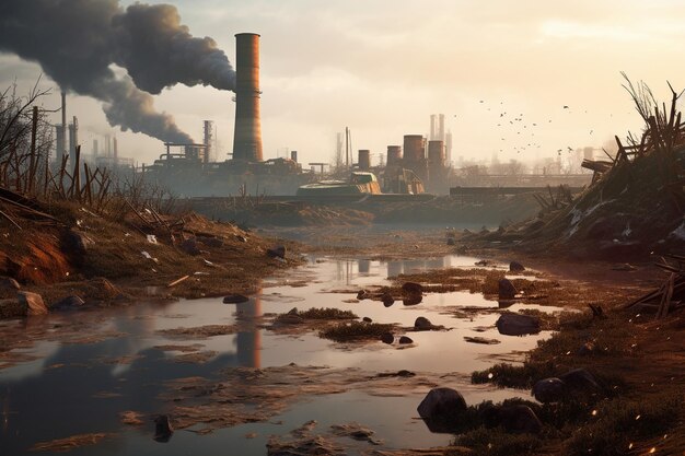 Zanieczyszczenie przemysłowe rzeką zanieczyszczoną przez 00397 02