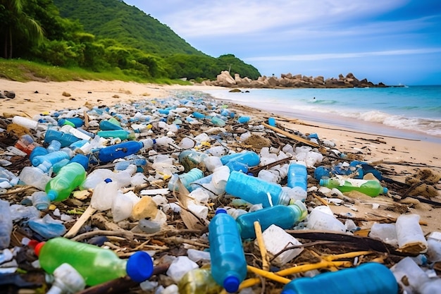 Zanieczyszczenie środowiska plastikiem śmieci morskie śmieci naturalne śmieci śmieci plaża brudna