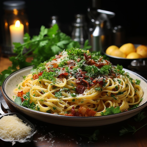 Zanurz się w szczęściu włoskiego spaghetti carbonara