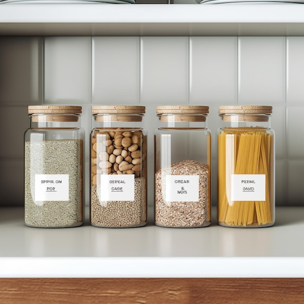 Zaopatrzone szafki kuchenne i środki do przechowywania żywności