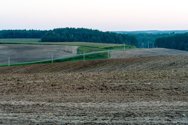 Zaorane pole na tle nieba Sezon sadzenia roślin na polu pszenicy Przygotowanie pola pod zasiew rzepaku pszenica żyto i jęczmień na terenach wiejskich