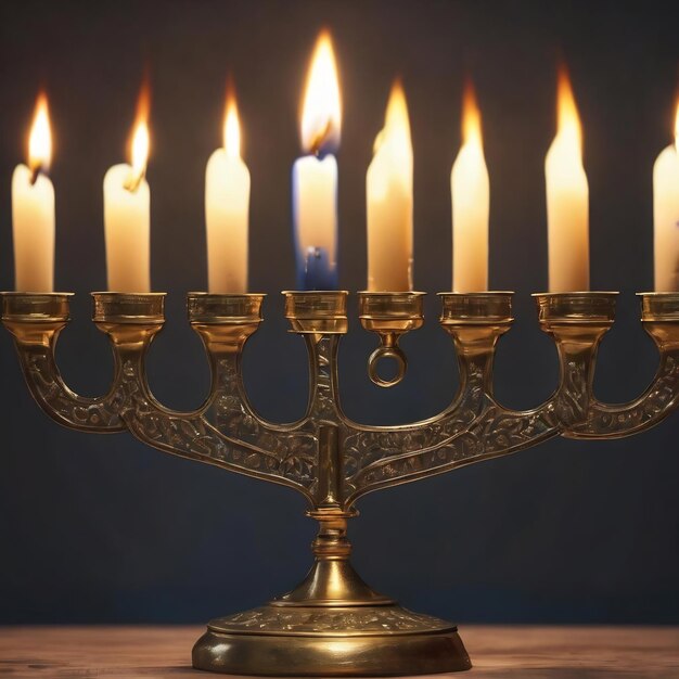 Zdjęcie zapalenie świec hanukkah w menorze