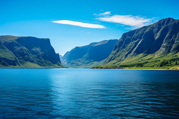 Zapierający dech w piersiach krajobraz Parku Narodowego Gros Morne, majestatyczne góry i jezioro Serene z