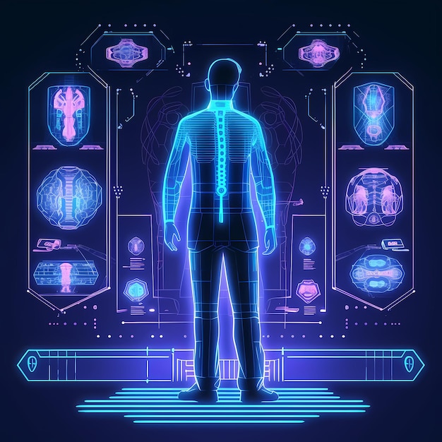 Zdjęcie zapisz medyczne dane ai cyber globalne połączenie sieciowe futurystyczne medyczne