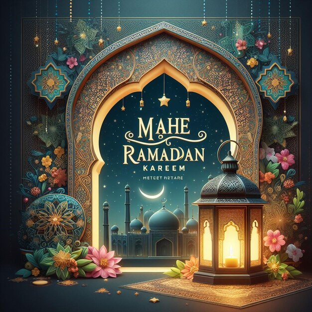 Zdjęcie zaprojektował islamską ilustrację dla mahe ramadan kareem i eid ul fitr