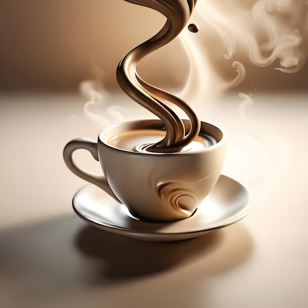 Zaprojektuj logo z delikatnym wirem pary kawy unoszącej się z filiżanki