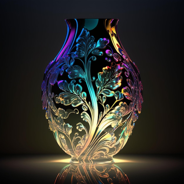 Zdjęcie zaprojektuj piękną wielobarwną kryształową lampę w wazonie