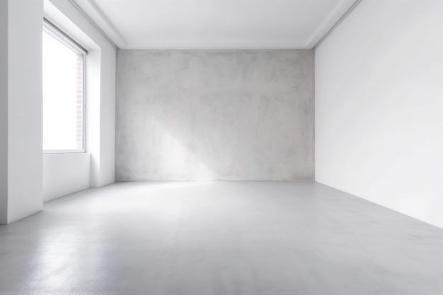 Zaprojektuj wnętrze okna ściana pokój biała roślina tło dom puste jasne światło Generative AI