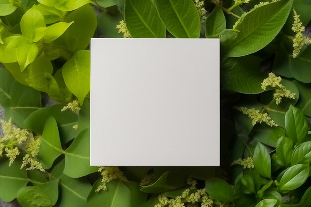 Zdjęcie zaproszenie pusta karta z kwiatem i liściem izolowane białe tło ai generowane