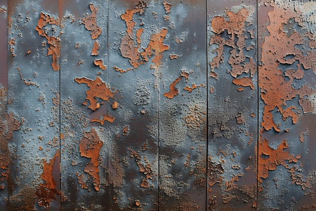 Zardzewiałe metalowe tło ścian z wyczerpaną teksturą i pozostałościami farby
