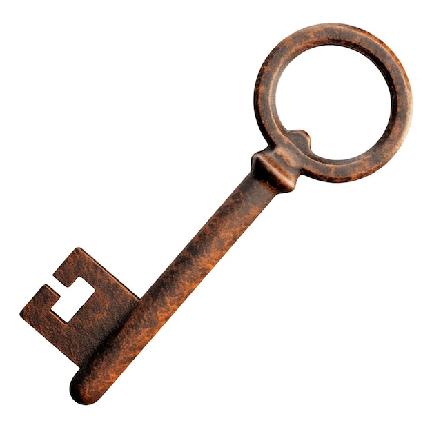Zardzewiały klucz jest wycięty na przezroczystym kluczu zbliżenia tła do otwierania przednich drzwi