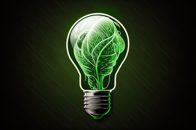 Żarówka z pomysłem roślinności na ochronę przyrody zielonej energii Koncepcja ochrony ekologii energii odnawialnej Generative AI
