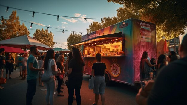 Zdjęcie zasięg połączenia społecznościowego z food truckami