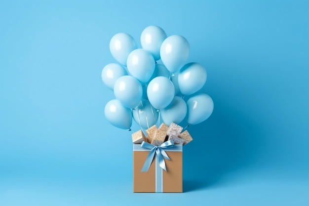 Zaskakujące balony pływające nad niebieską sztuczną inteligencją generatywną