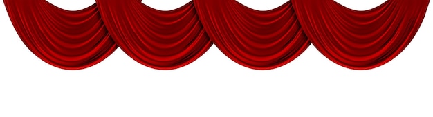 Zasłony teatralne z czerwonej tkaniny na gładkim białym tle Renderowanie 3D