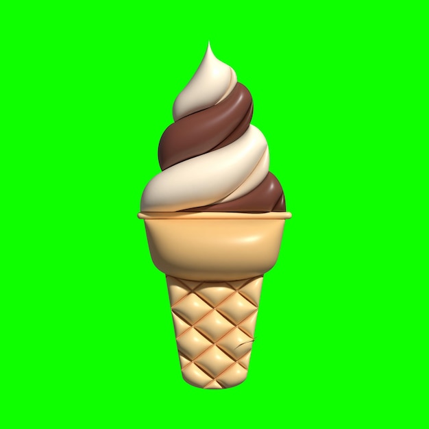 Zasoby graficzne 3D lody z zielonym tłem