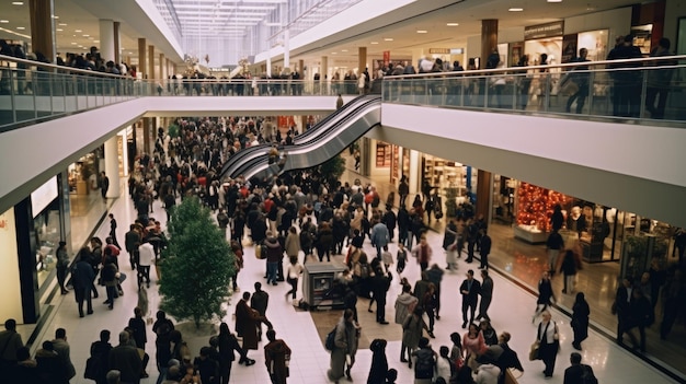 Zatłoczone centrum handlowe w Czarny piątek