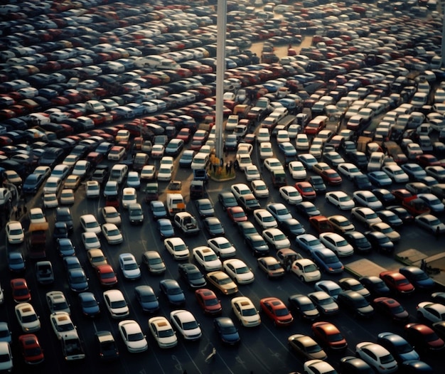 Zdjęcie zatłoczone parkingi i korki