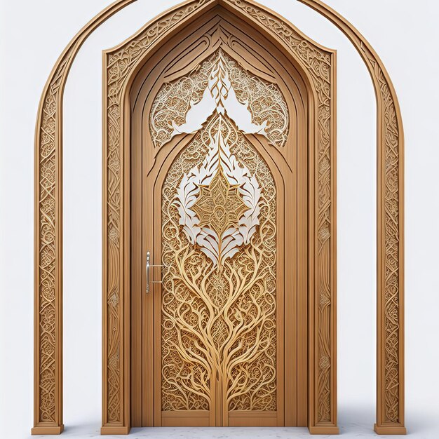 Zatrudnia się dla drewnianych drzwi pałacu dekoracja tekstura drewno mahagonowe Z błyszczącymi złotymi dekoracjami