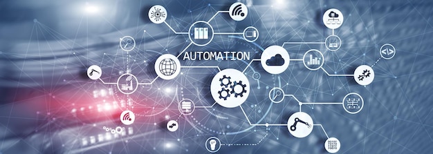 Zautomatyzowana automatyzacja procesów w nieostrym Big Data Center Panoramiczne zdjęcie poziome