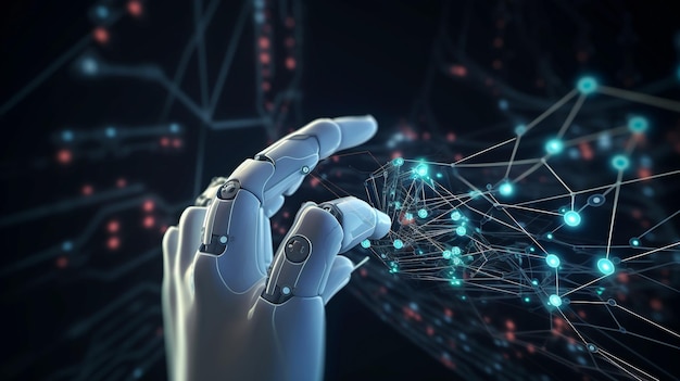 Zautomatyzowane uczenie się generatywnej sztucznej inteligencji z robotyczną ręką dotykającą sieci Big Data