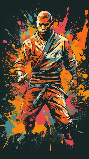 Zawodnik Jiu Jitsu w stylu graffiti