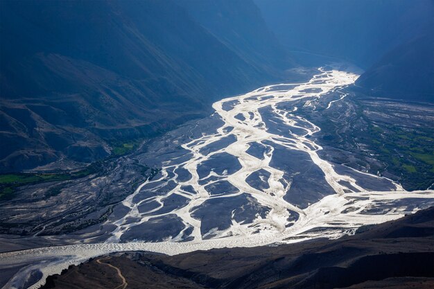 Zbieg rzek Pin i Spiti w Himalajach