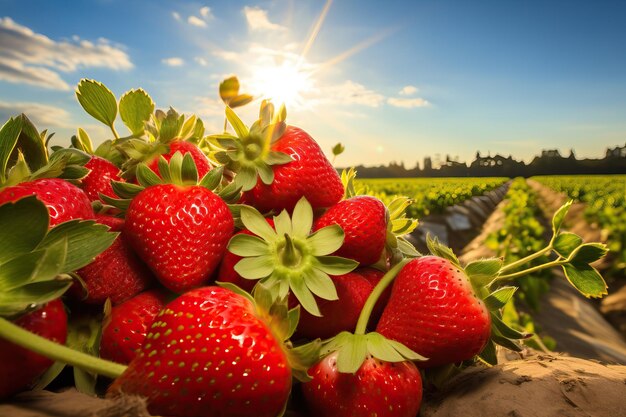 Zbieranie świeżych dojrzałych dużych organicznych czerwonych truskawek w ogrodzie