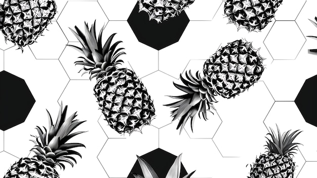 zbiór ananasów z geometrycznym wzorem na ścianie